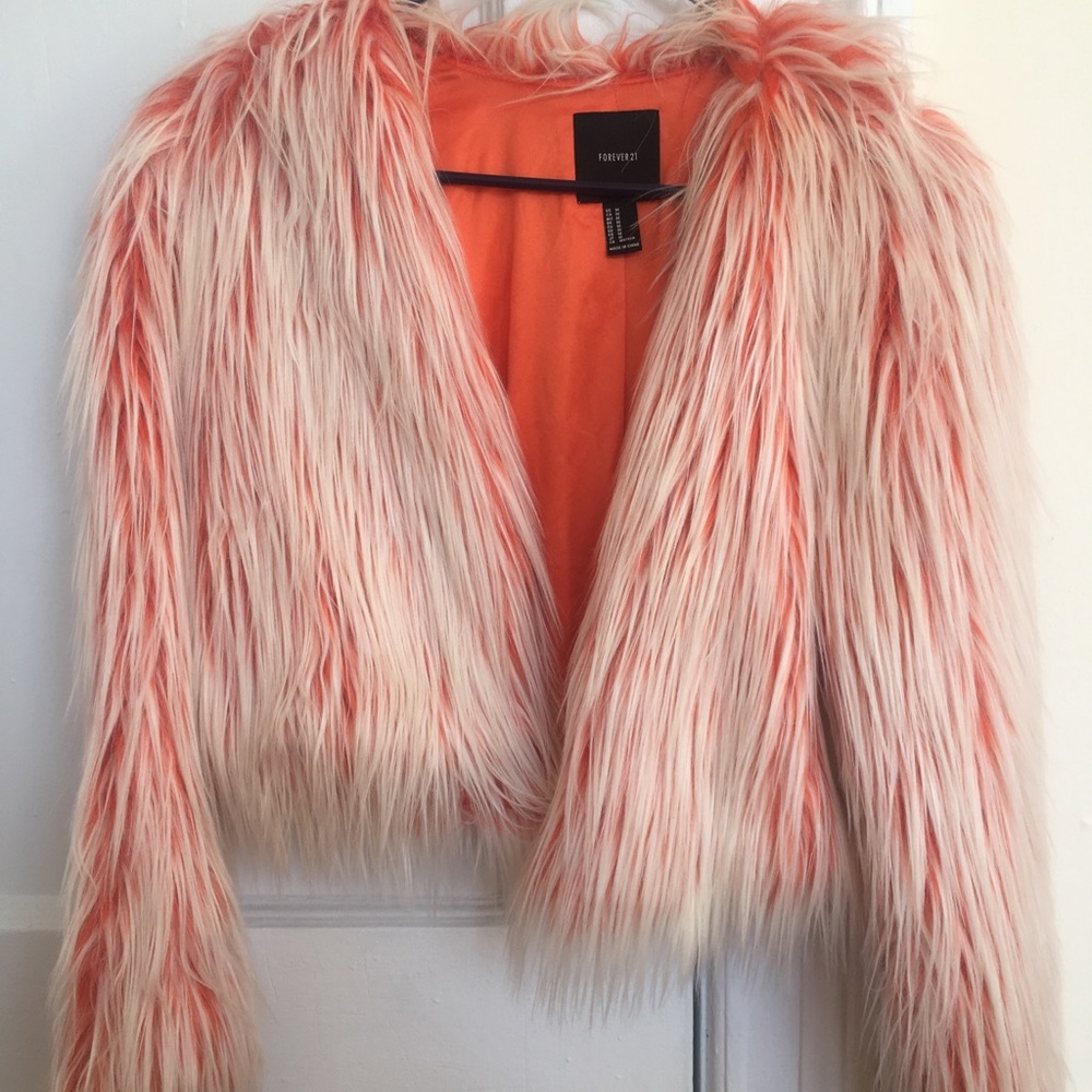 Neon faux fur coat